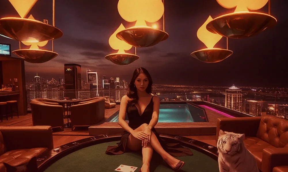 ห้องพักผ่อนเงียบในคาสิโนโทนแดงทองของ sagame1688 ภาพประกอบหน้าเล่นอย่างมีสติ